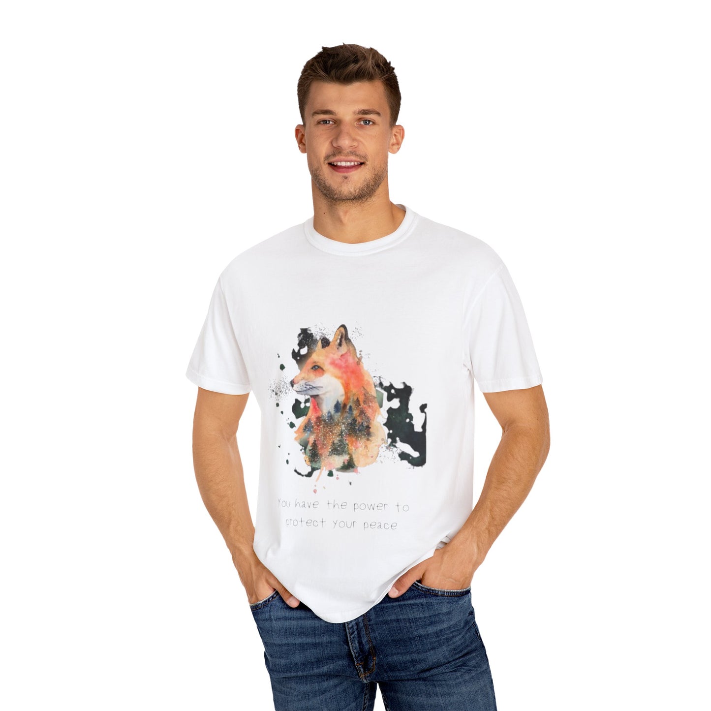 Unisex Garment-Dyed T-Shirt - Protect Your Peace Fox Design