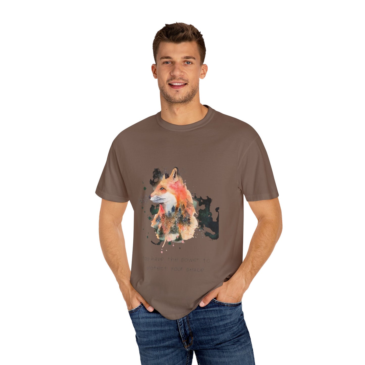 Unisex Garment-Dyed T-Shirt - Protect Your Peace Fox Design