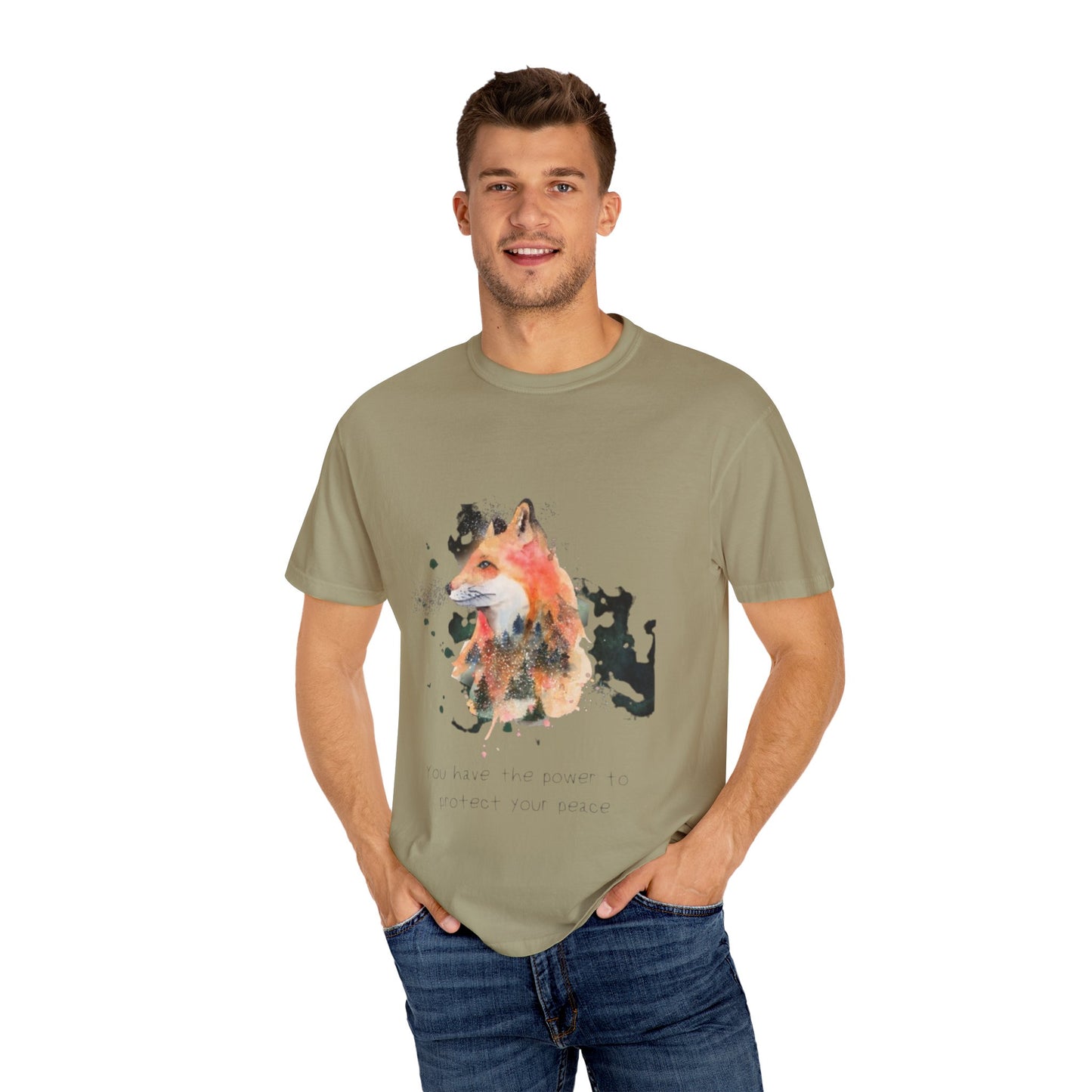 Unisex Garment-Dyed T-Shirt - Protect Your Peace Fox Design