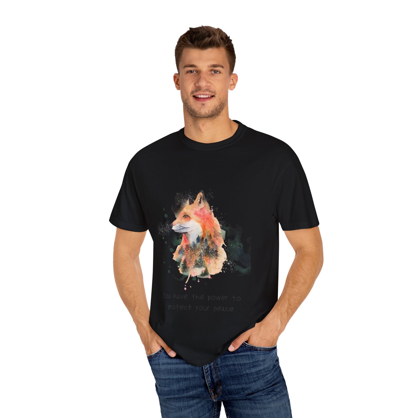 Unisex Garment-Dyed T-Shirt - Protect Your Peace Fox Design