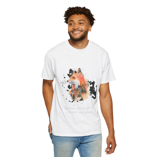 Unisex Garment-Dyed T-Shirt - Protect Your Peace Fox Design